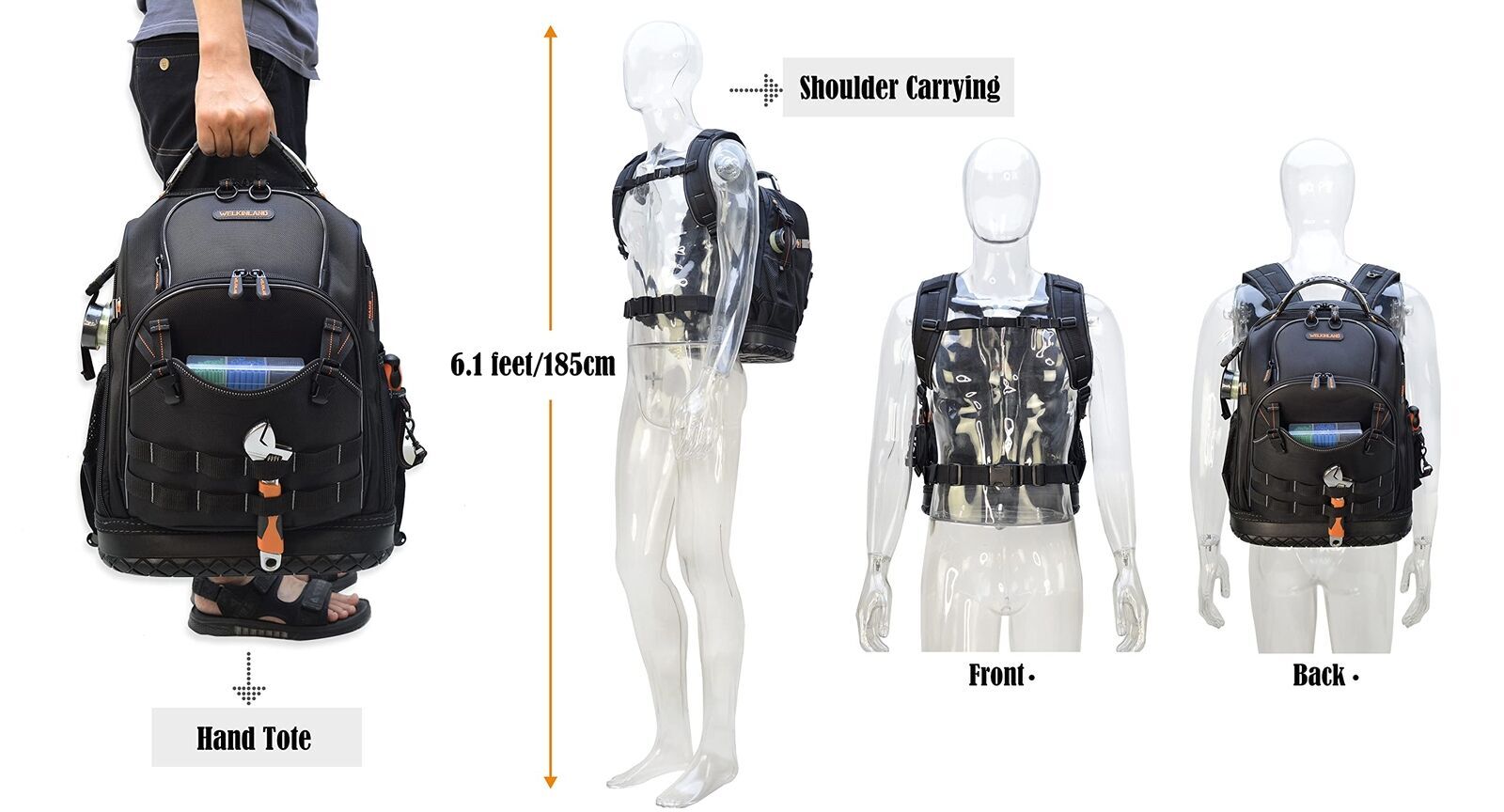 77-Pockets Tool backpack, Tool backpack for men, HVAC tool bag backpack