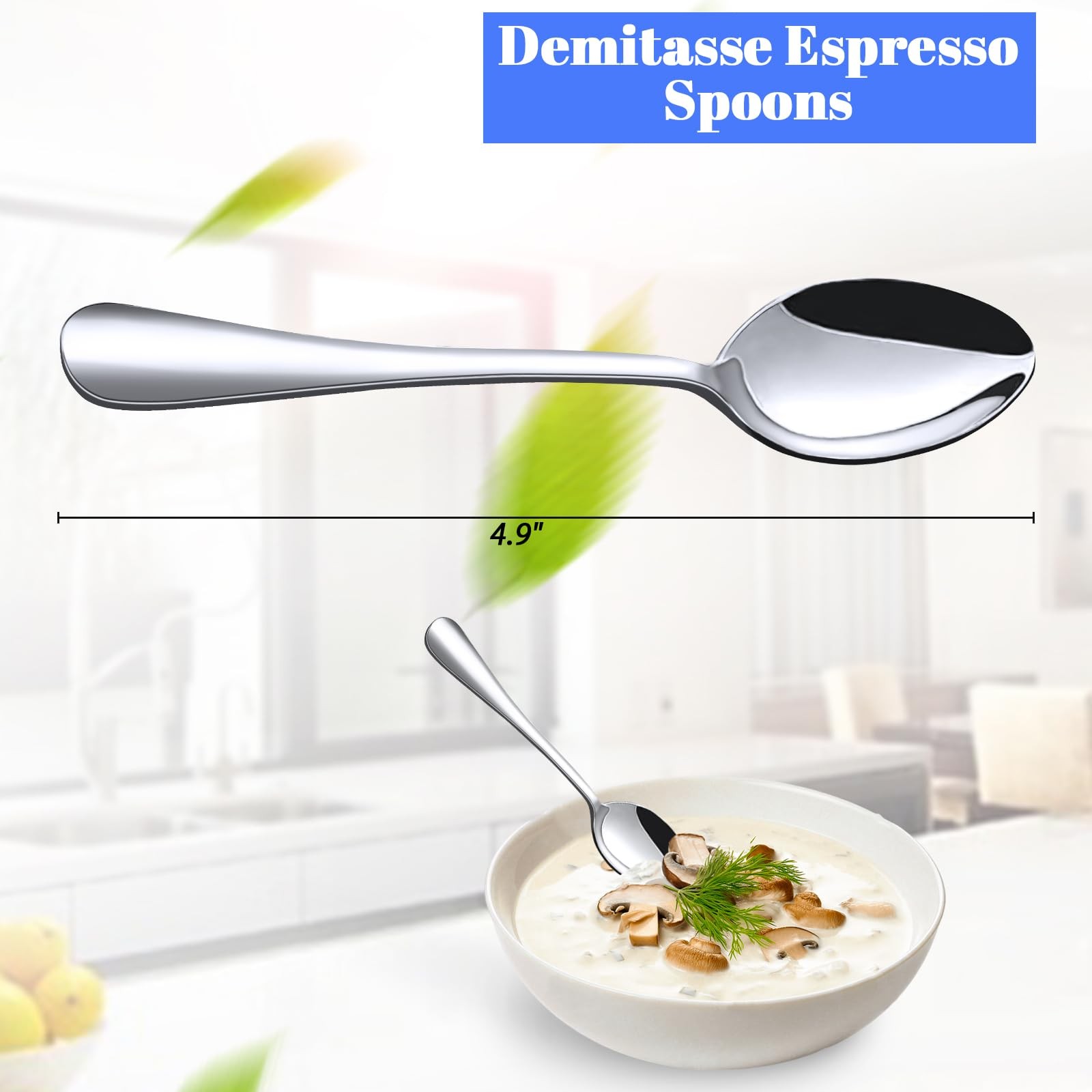 HANSGO Mini Coffee Spoons, 12PCS 4.9 Inch Stainless Steel Medium, Silver