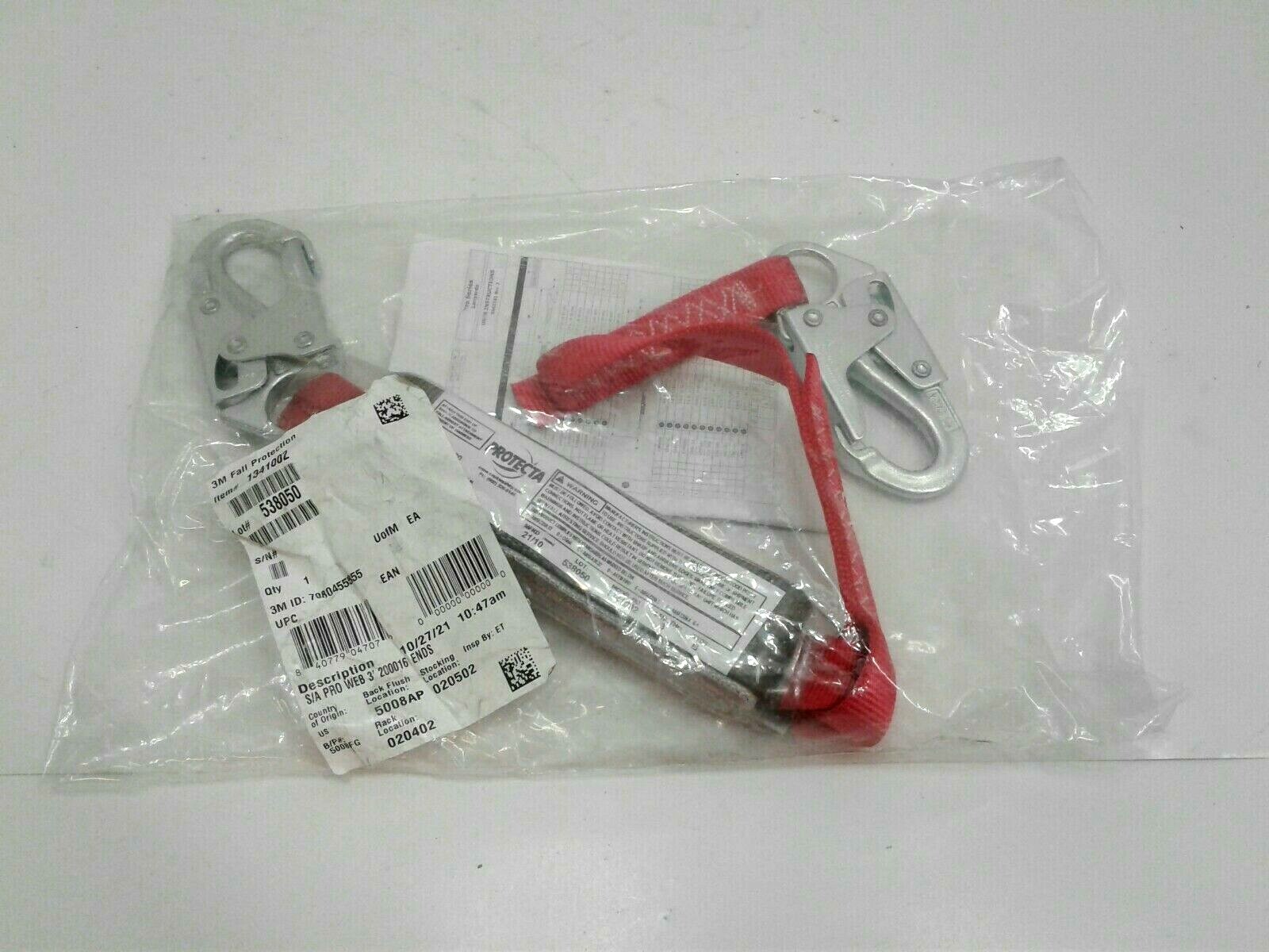 3M Protecta PRO Pack 1341002  6' Shock Absorbing Lanyard, with Snap Hooks