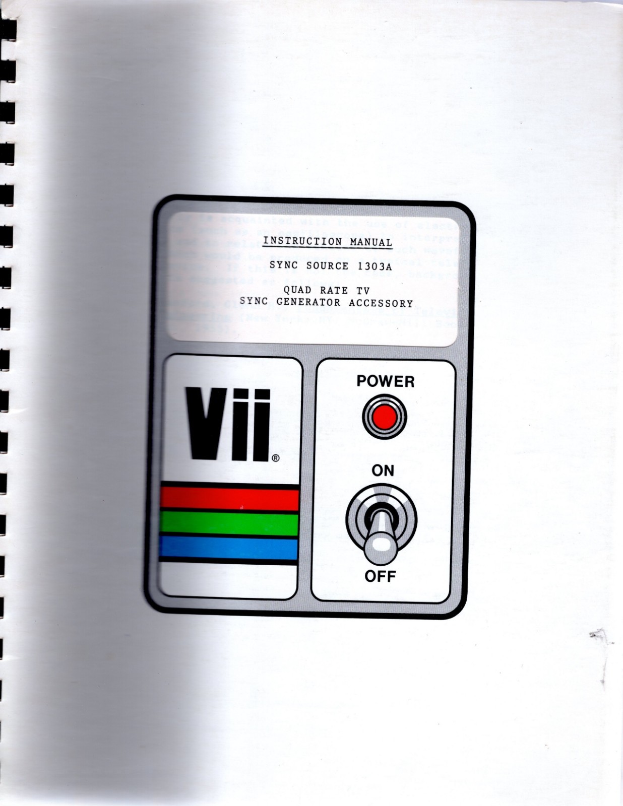 Original VII Sync Source 1303A Quad Rate TV Sync Generator Accessory Manual