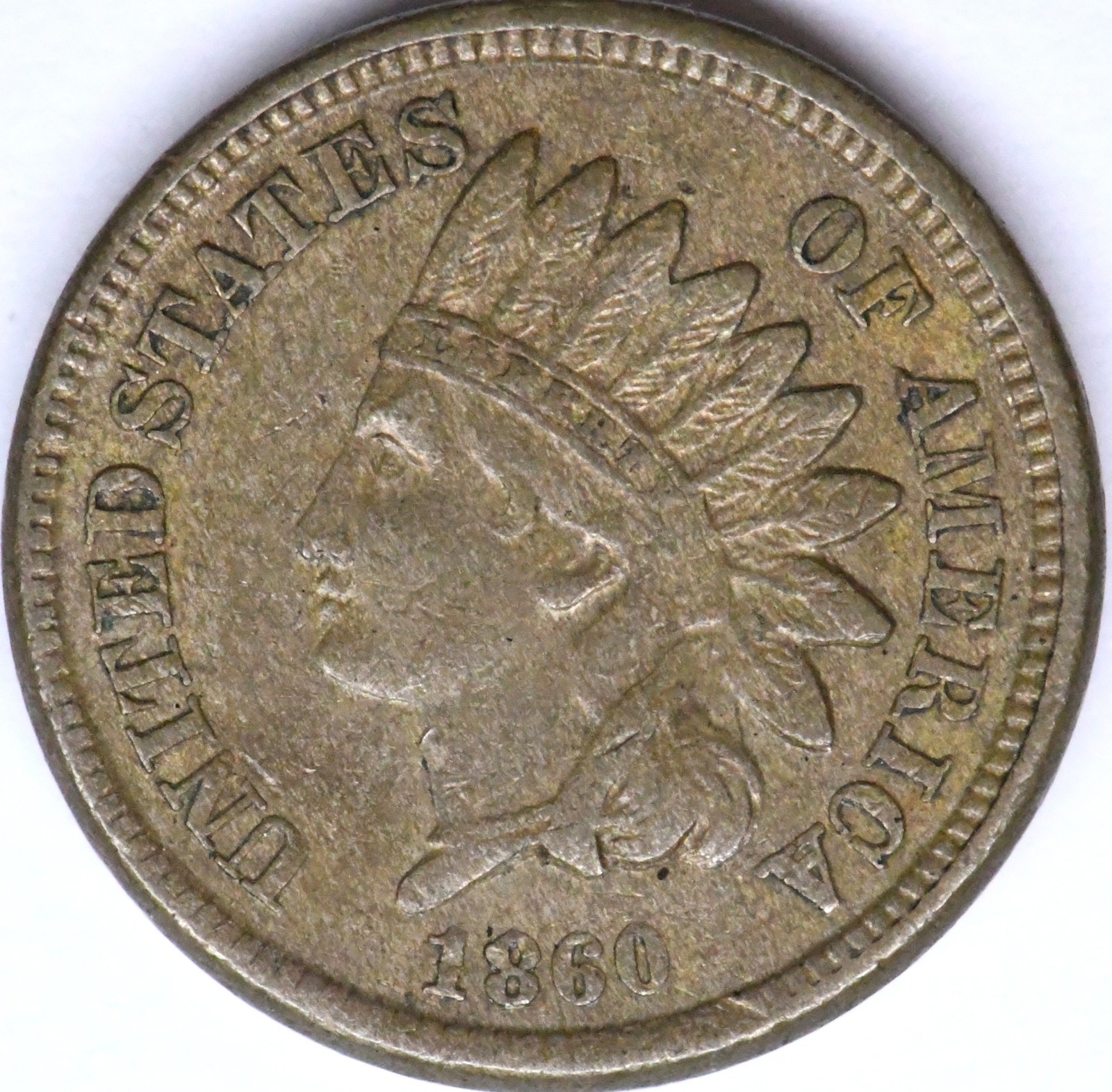 1860 indian head penny with rounded bust