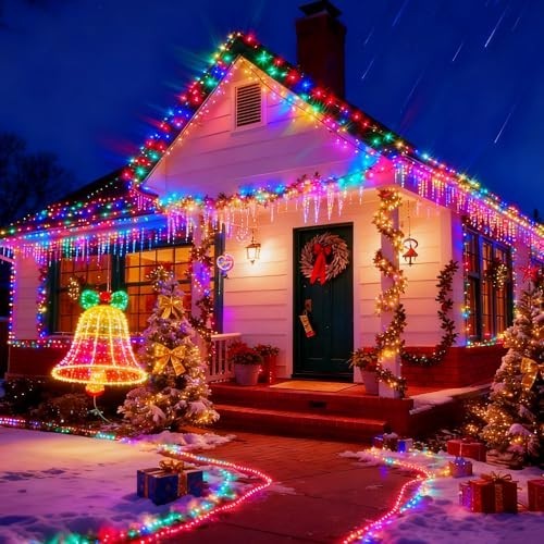 Multicolored Solar String Lights 480 LED 157FT - 8 Modes, Waterproof Twinkle Lig