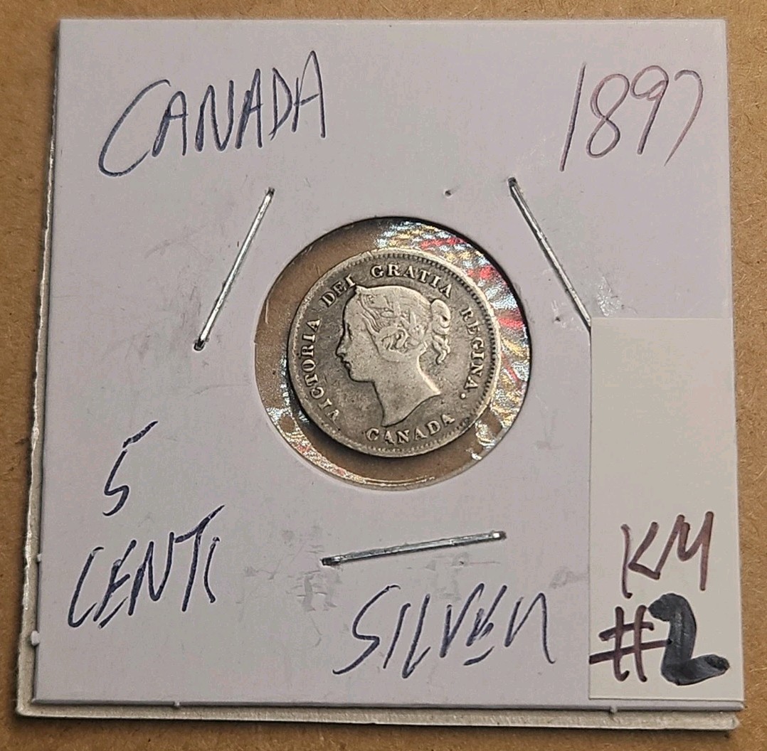 1897 Canada 5 Cents Silver Coin