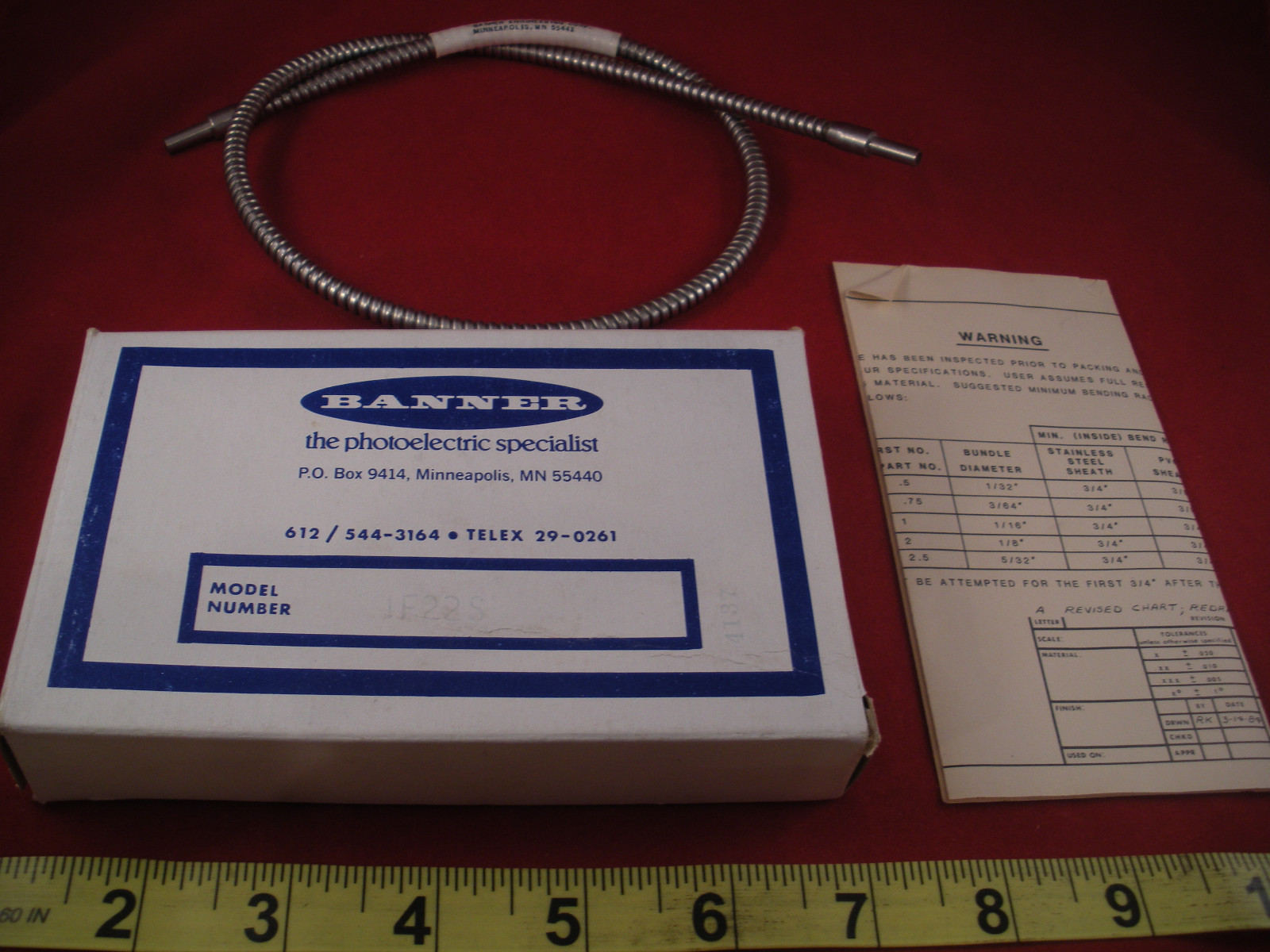 Banner IF22S Sensor Fiber Optic Cable Stainless Steel SS 17315 Nos Nib New