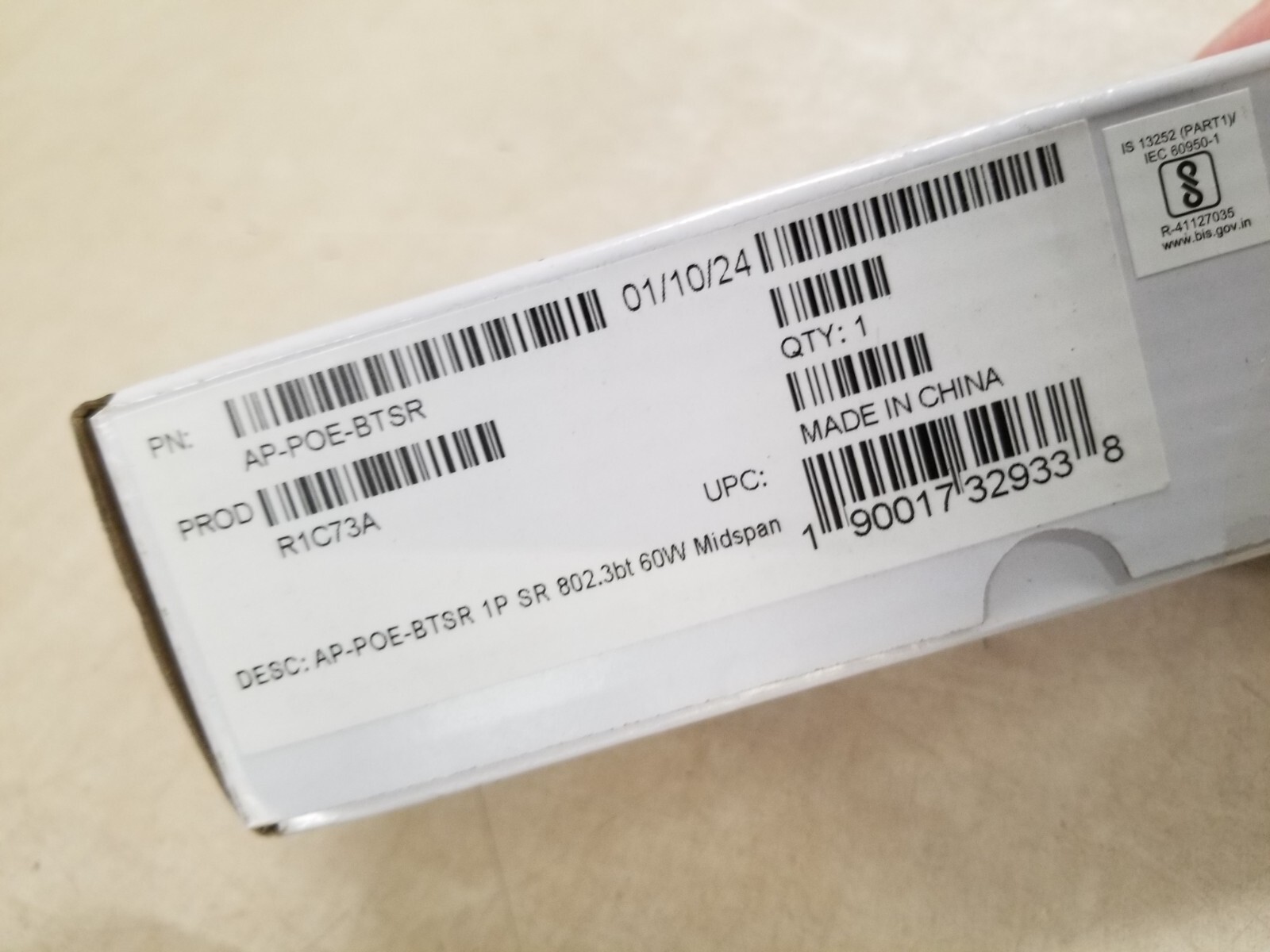 Aruba PoE Injector AP-POE-BTSR R1C73A