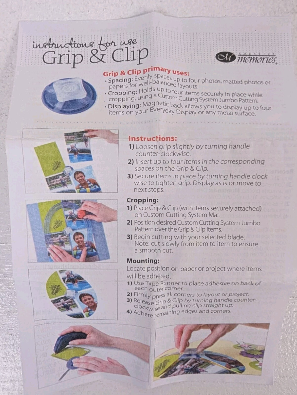 Creative Memories Scrapbooking Grip & Clip Tool Paper Crafts