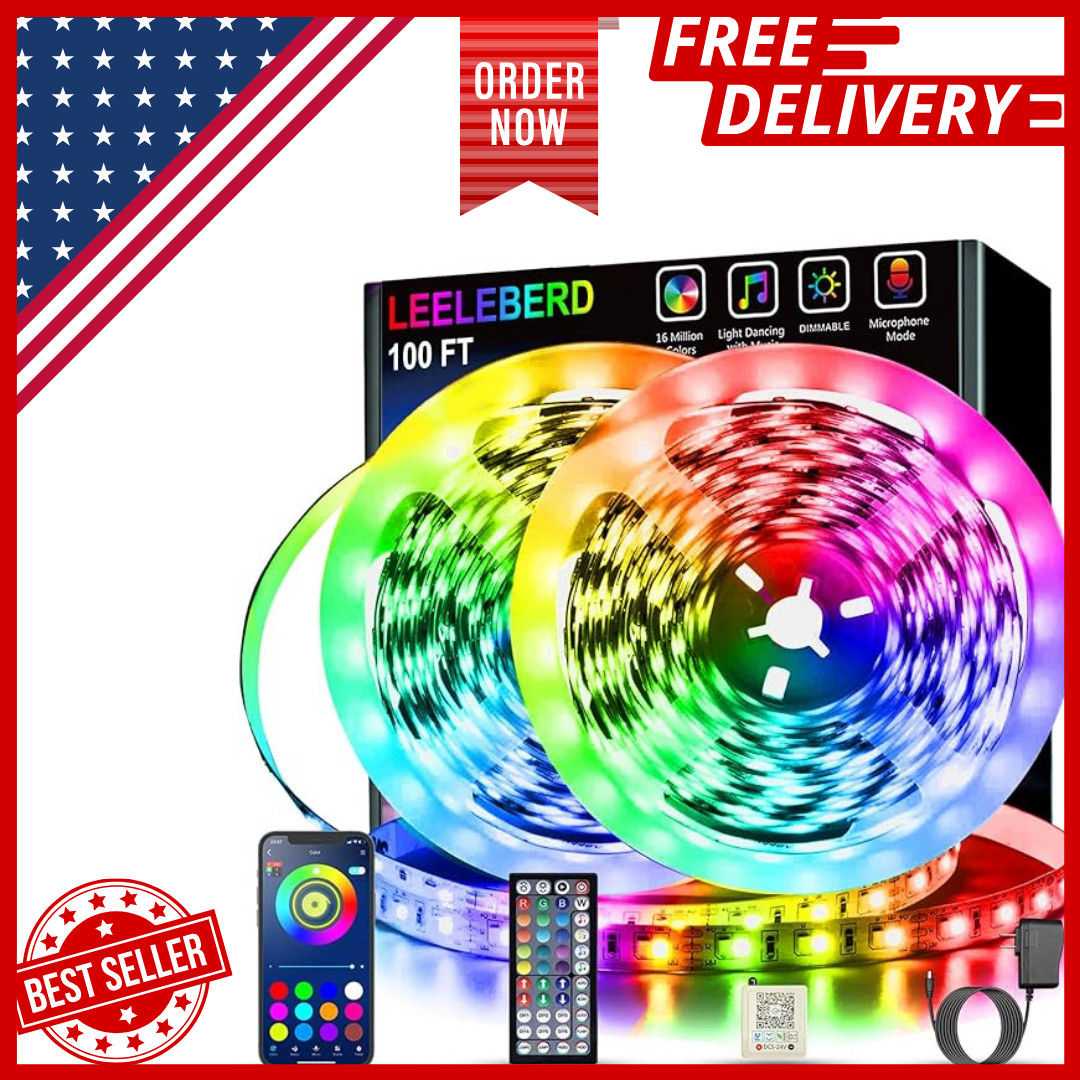 Led Lights for Bedroom 100 ft (2 Rolls of 50ft)Music Sync Color Changing RGB Led