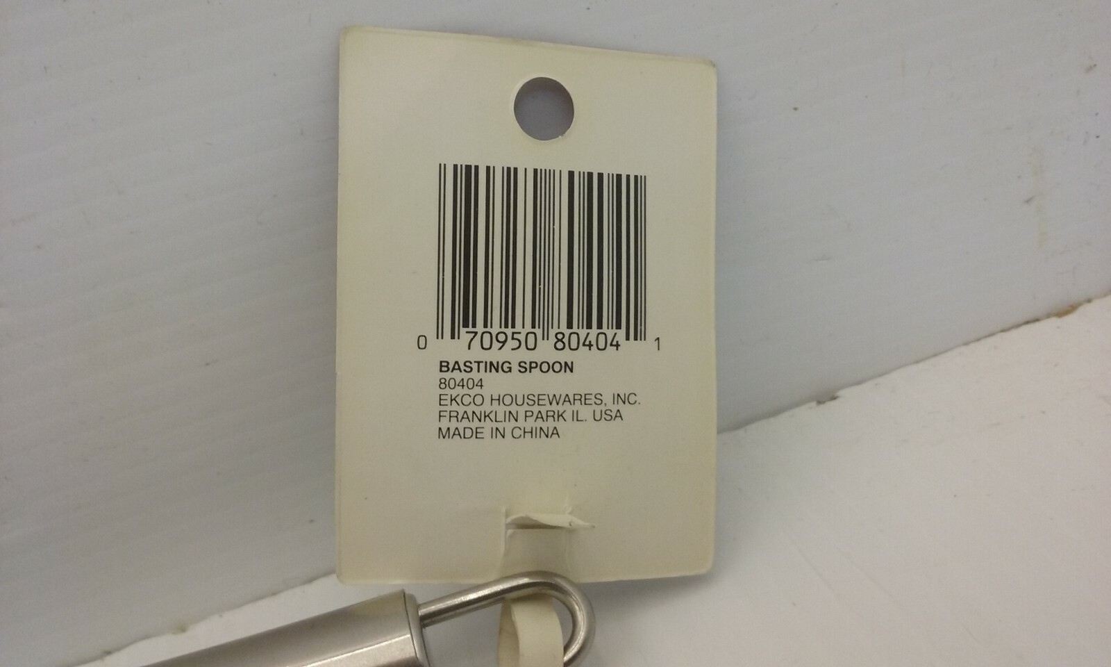 EKCO 80404 SOLID STAINLESS STEEL BASTING SPOON, HANGING LOOP, APPROX 13-3/8" NNB