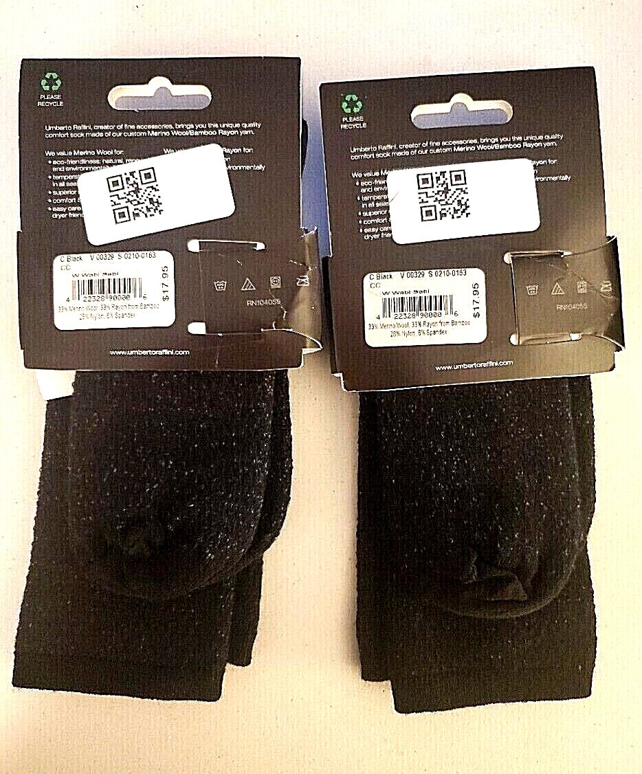LOT OF 2 -Umberto Raffini Women WABI SABI Comfort Socks Merino Wool/Bamboo Rayon