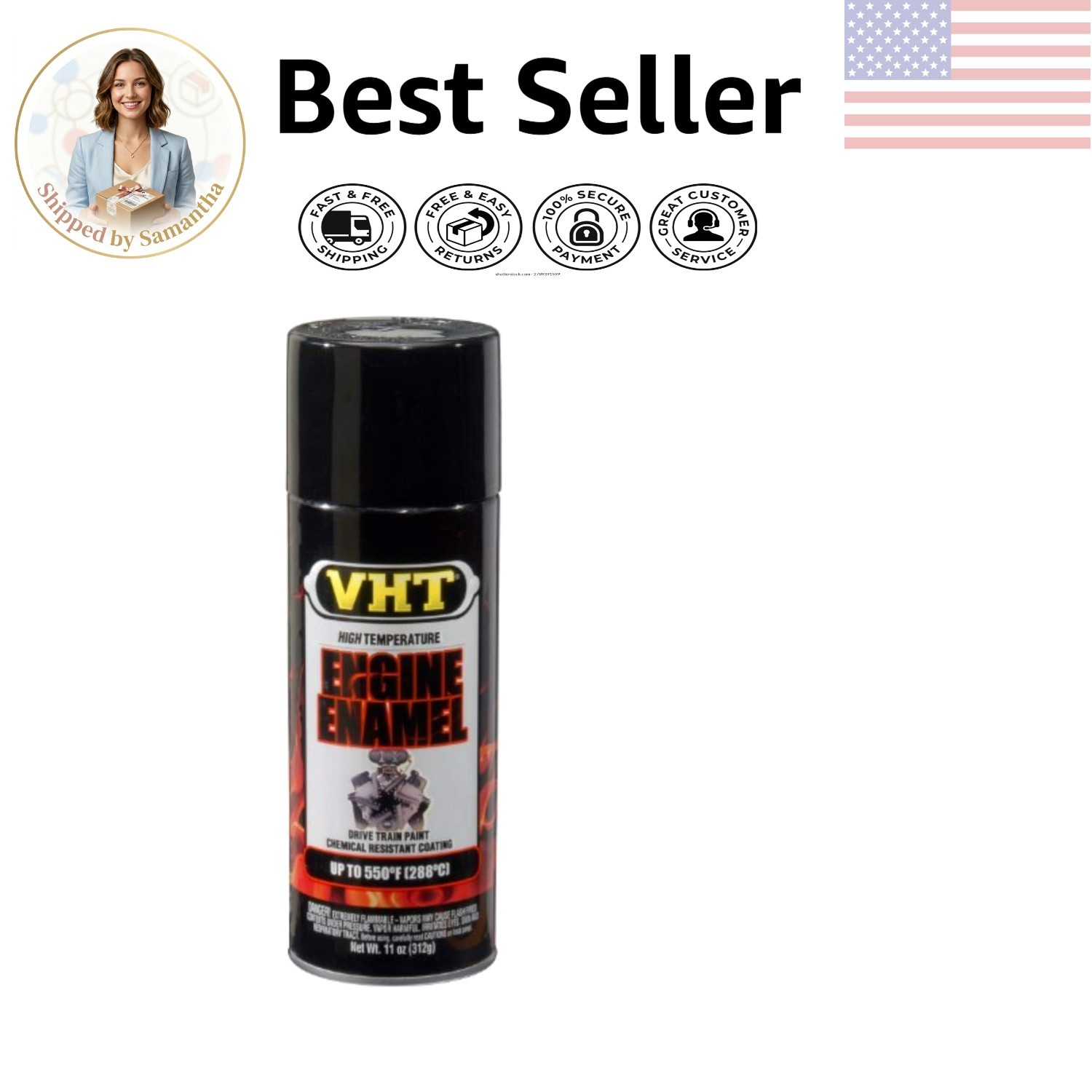 11 Oz Gloss Black Engine Paint - Superior Heat Resistance & Long-Lasting Finish