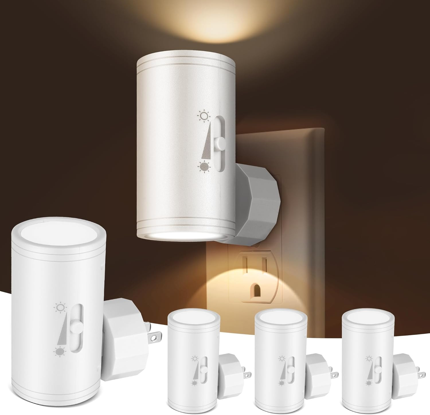 LED Plug-In Wall Night Light 4000K, 4 Pack