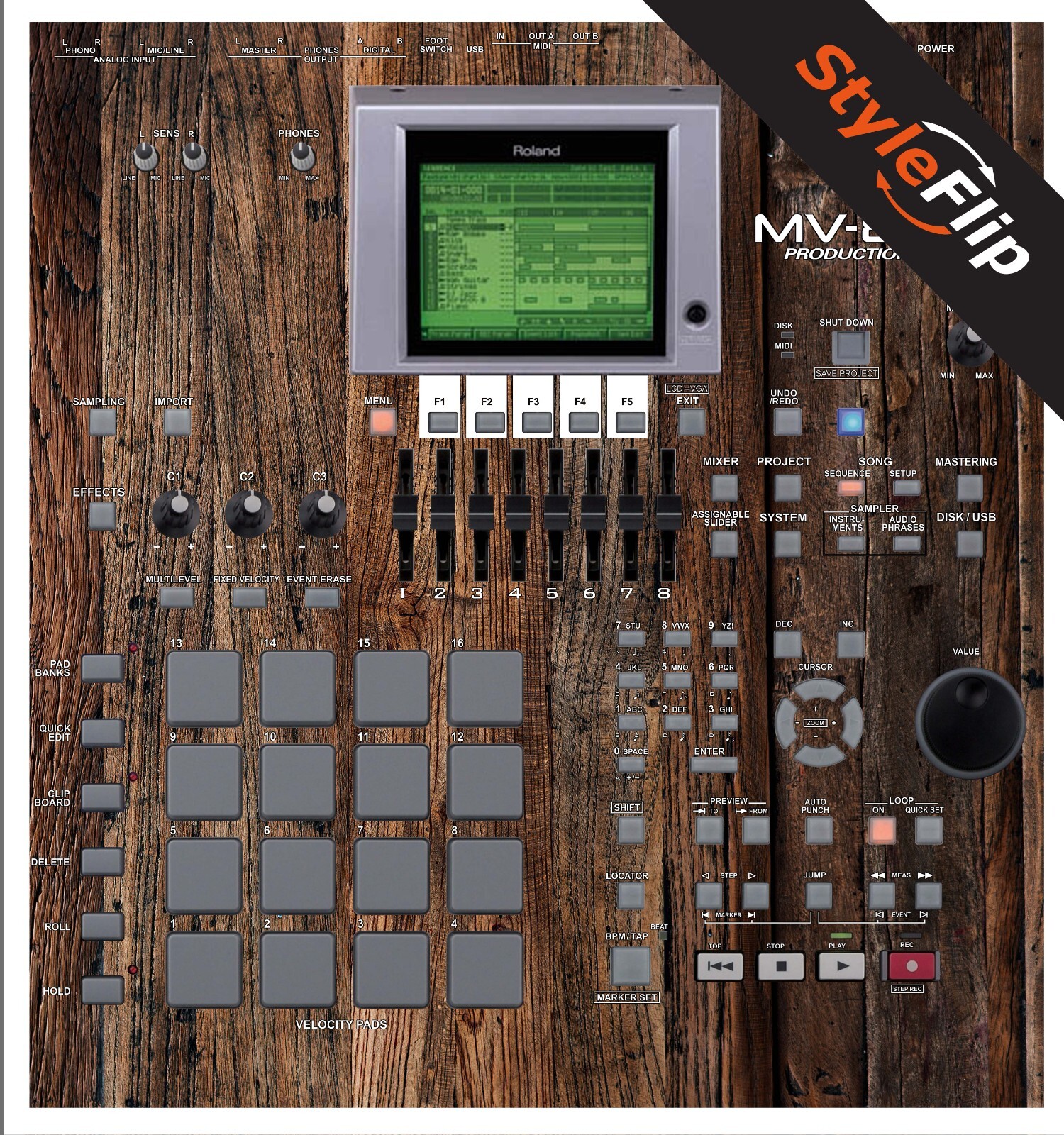 Roland MV 8000 Skins | Wood 3 | Protective Decal | StyleFlip Skins