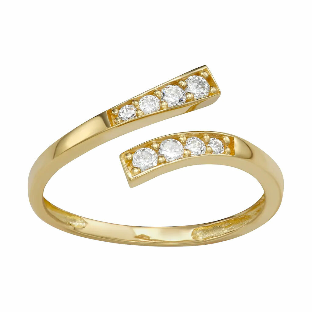 Adjustable East West CZ Bypass Toe Ring Solid 10K Yellow Gold 100% Guaranteed!