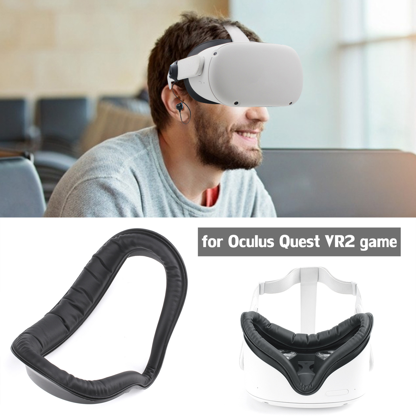 Leather Cushion Face Cover Eye Foam Mask Pad Anti-Sweat For Oculus Quest 2 VR d