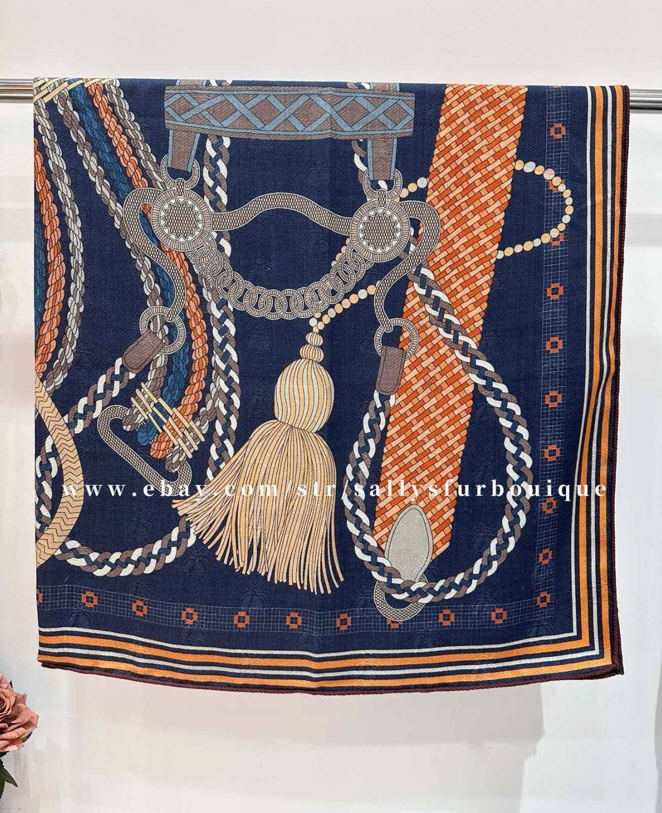 Sallys Quality Cashmere & Silk Jacquard Belt Print Double Face Shawl Scarf 53"