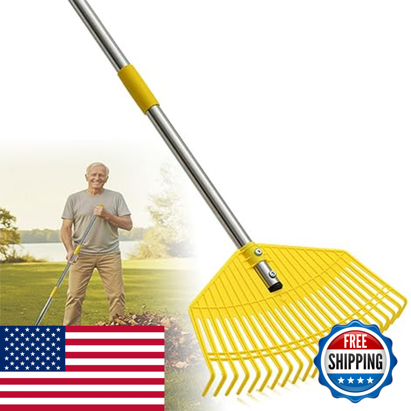 Wefaith Lightweight Leaf Rake For Lawns - Anti-Break Nylon Plastic Headeasy