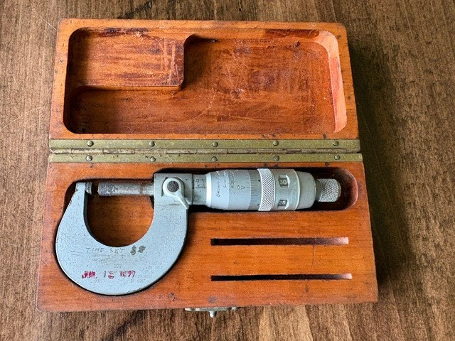 Vintage Brown & Sharpe Micrometer 200 with wooden box Swiss Made