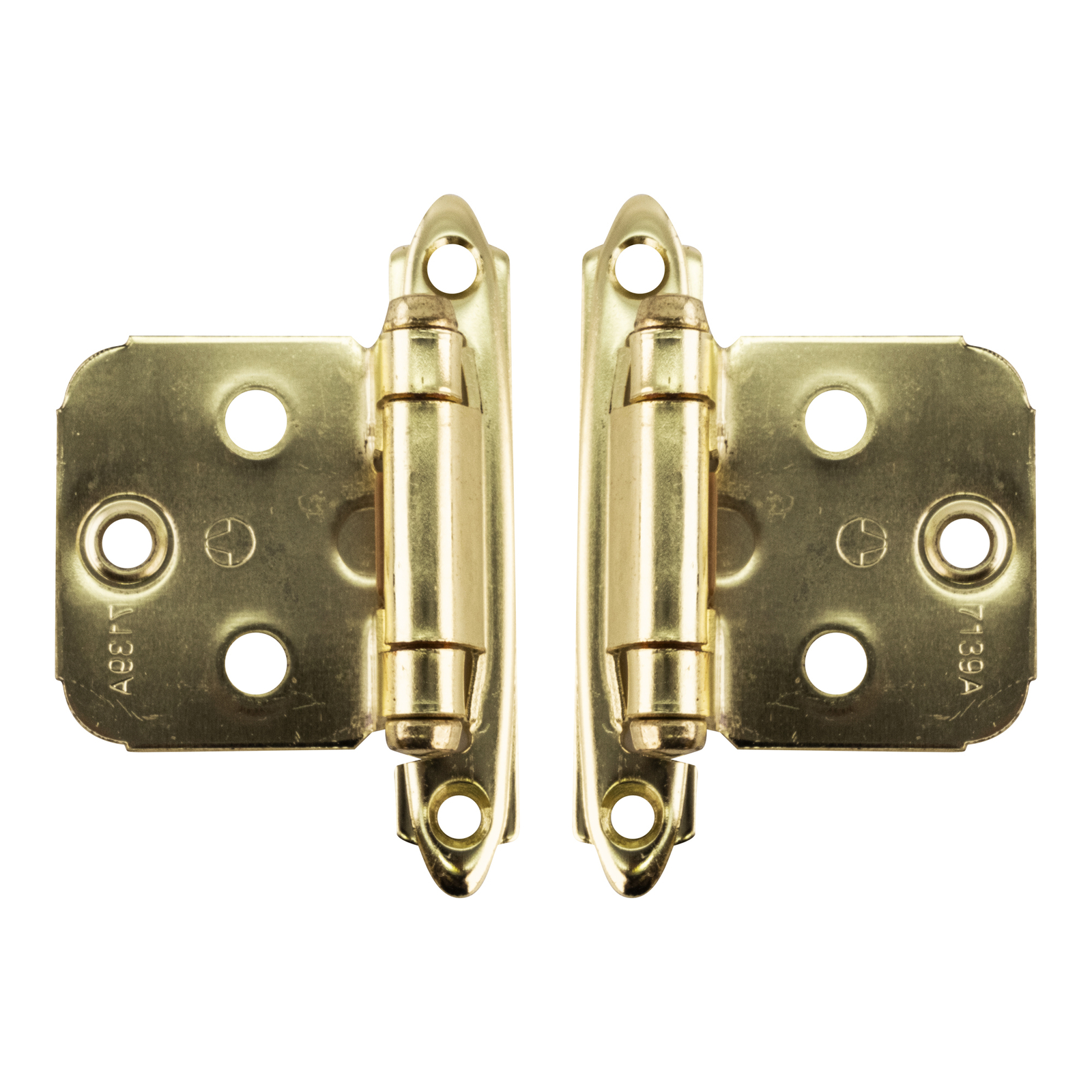 Polished Brass Self-Closing Variable Overlay Flush Cabinet Hinge - pack of 2