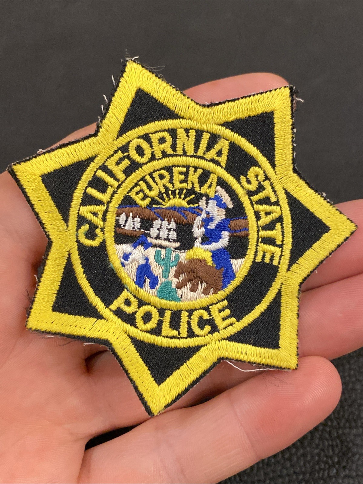 HTF Vintage Eureka California State Police Officer Patch Star Shaped 3” RARE