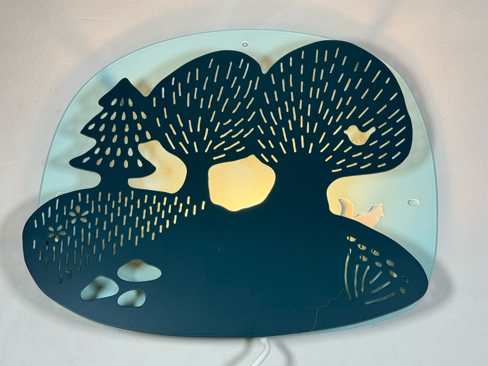 New IKEA DUGGREGN LED Accent Wall Lamp Light Forest Dark Turquoise Green Trees