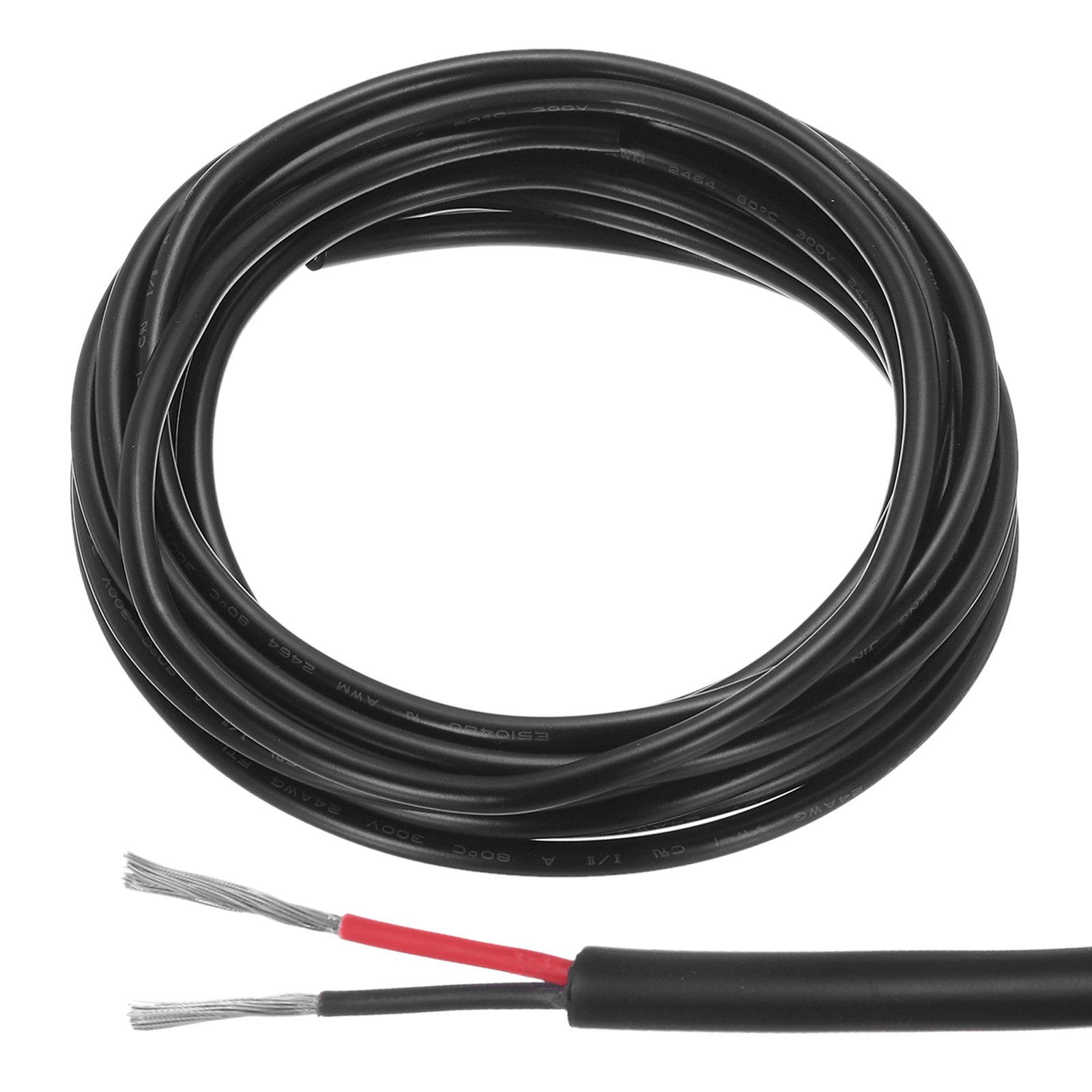 Red Black Wire 2pin Extension Cable Cord 24 AWG Oxygen-Free Copper 16Ft
