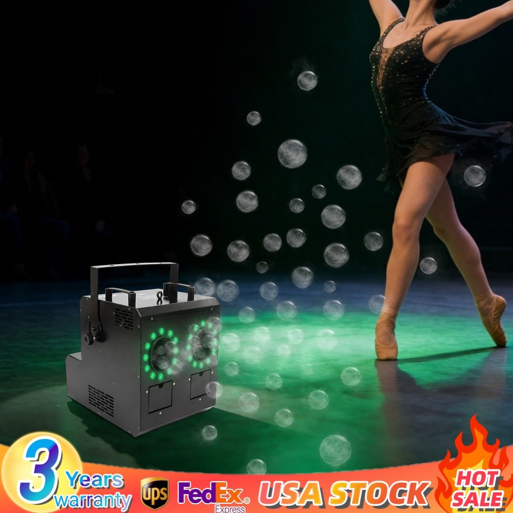 Smoke Fog Bubble Machine RGB LED Light Stage effect DJ Fogger Machine DMX Remote