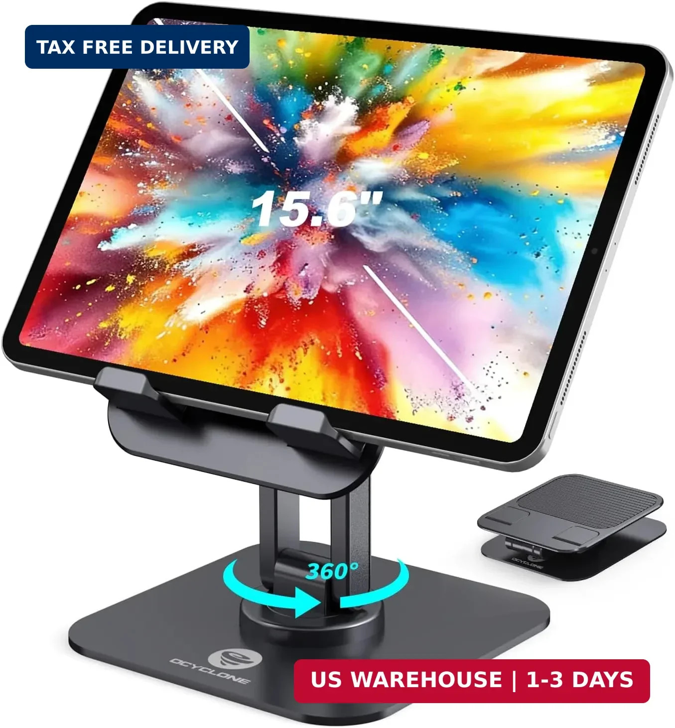 iPad Stand, 360° Rotating Adjustable Foldable iPad Tablet Holder for Desk FAST