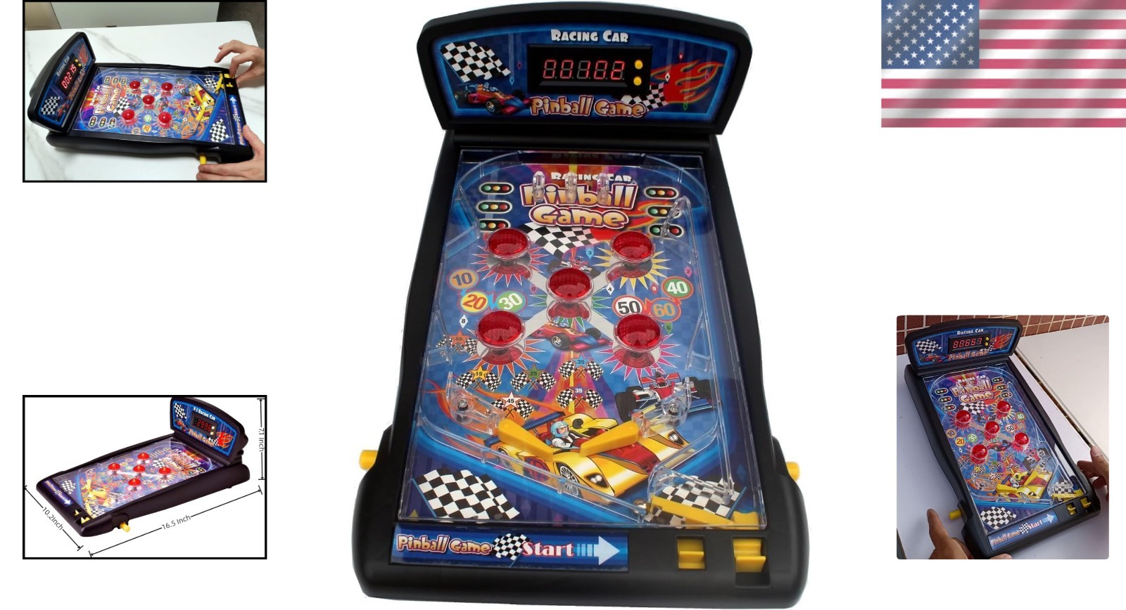 Tabletop Retro Pinball Game with Vibrating Bumpers - Electronic Fun for Home 2-