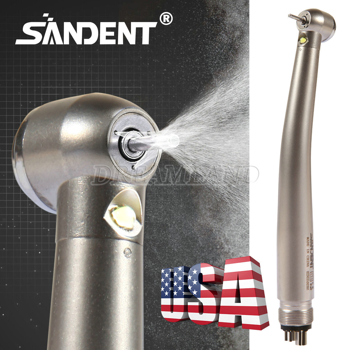 KAVO Style Dental LED Fiber Optic High Speed Handpiece 3 Spray 4 hole