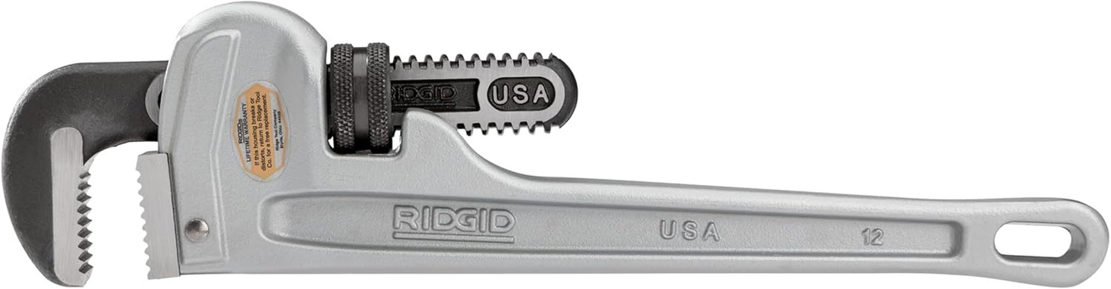47057 Model 812 Aluminum Straight Pipe Wrench, 12-Inch Plumbing Wrench, Silver,