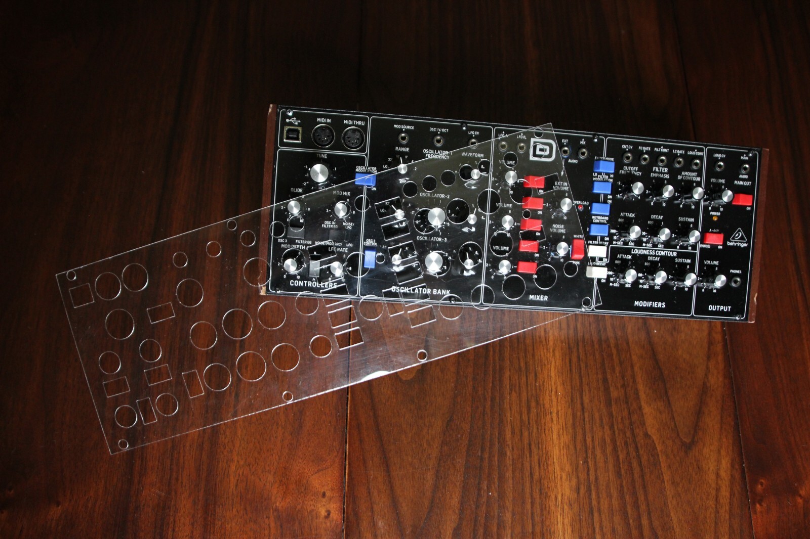 Behringer Model D Analog Desktop Mono Synthesizer Clear Overlay For Patch Saving