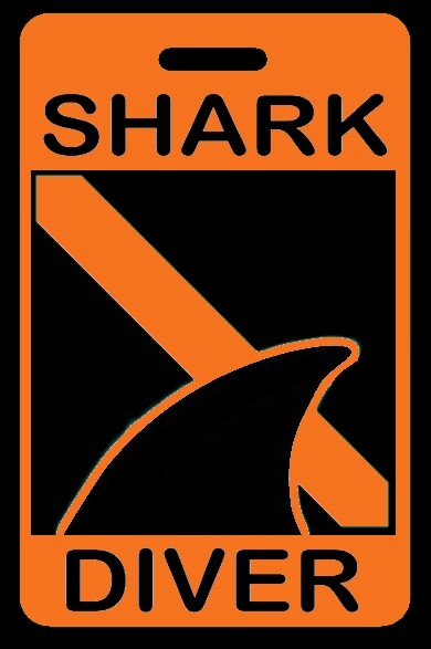Safety Orange SHARK DIVER with Dorsal Fin SCUBA Diving Luggage/Gear Bag Tag-New