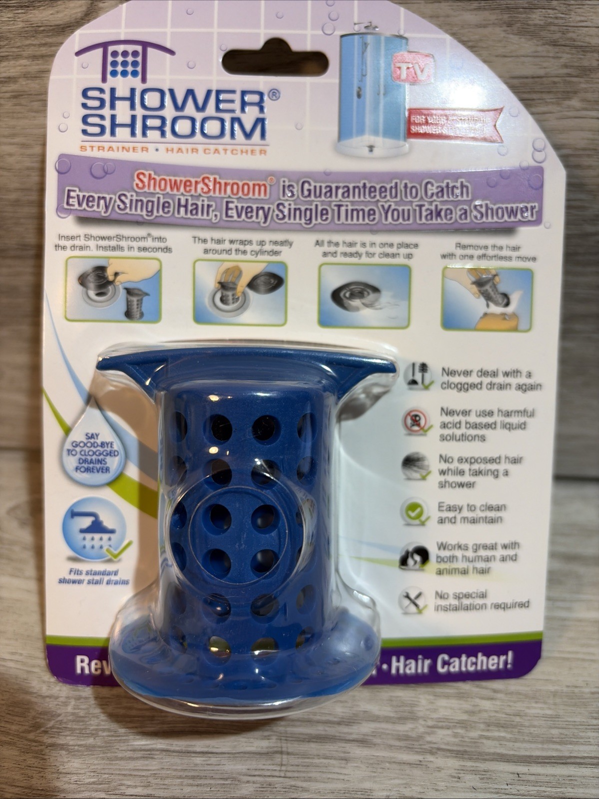 ShowerShroom® (Blue) 2" Revolutionary Hair Catcher for Shower Drain by TubShroom