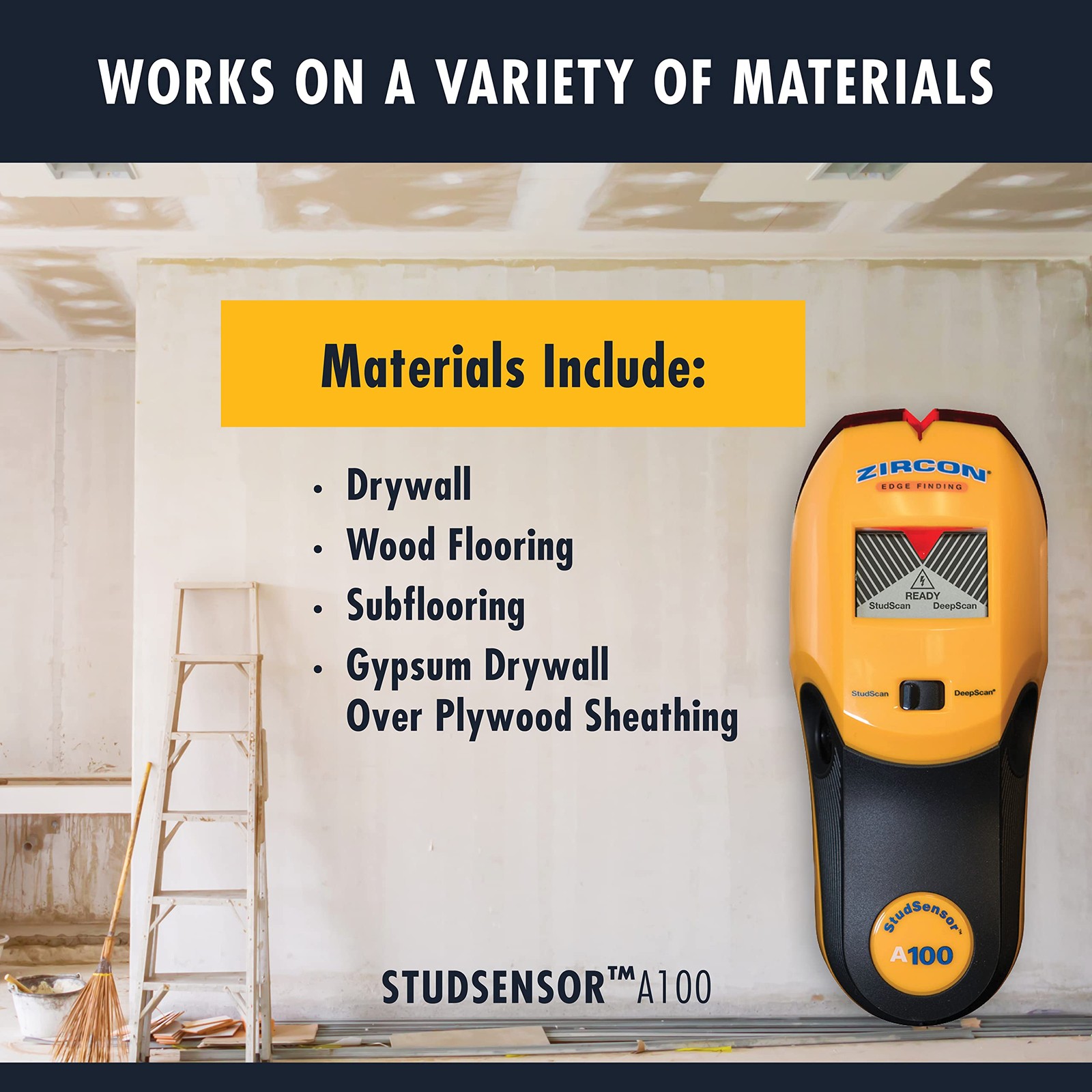 Zircon StudSensor A100 Wall Scanner and Center/Edge Locating Stud Finder with...