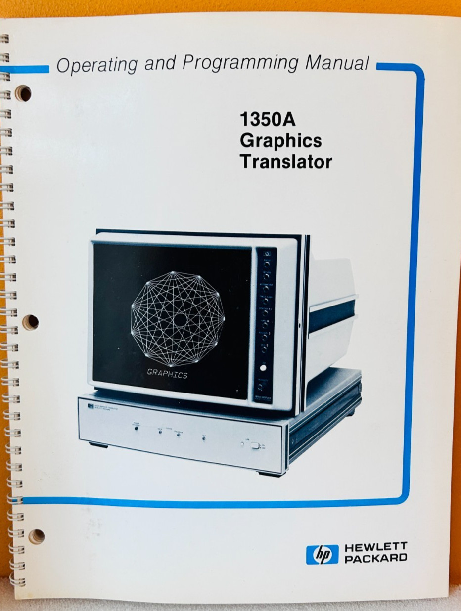 HP 01350-90908 1980 Model 1350A Graphics Translator Operating & Prog Manual.