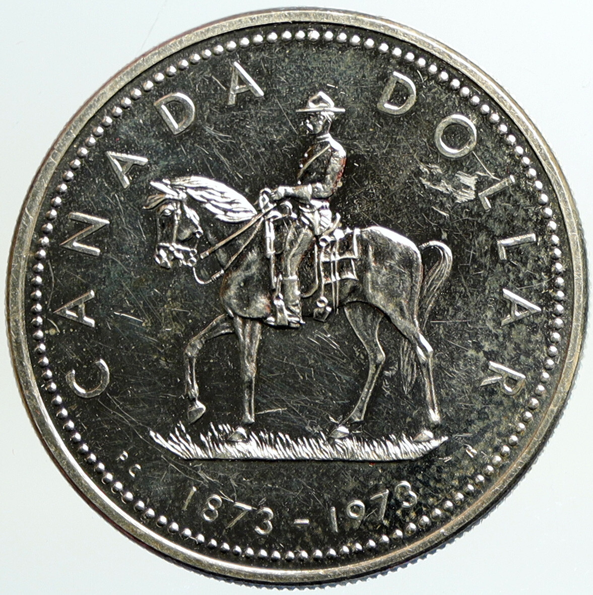 1973 CANADA UK Elizabeth II RCMP Police HORSE Proof Silver Dollar Coin i101195