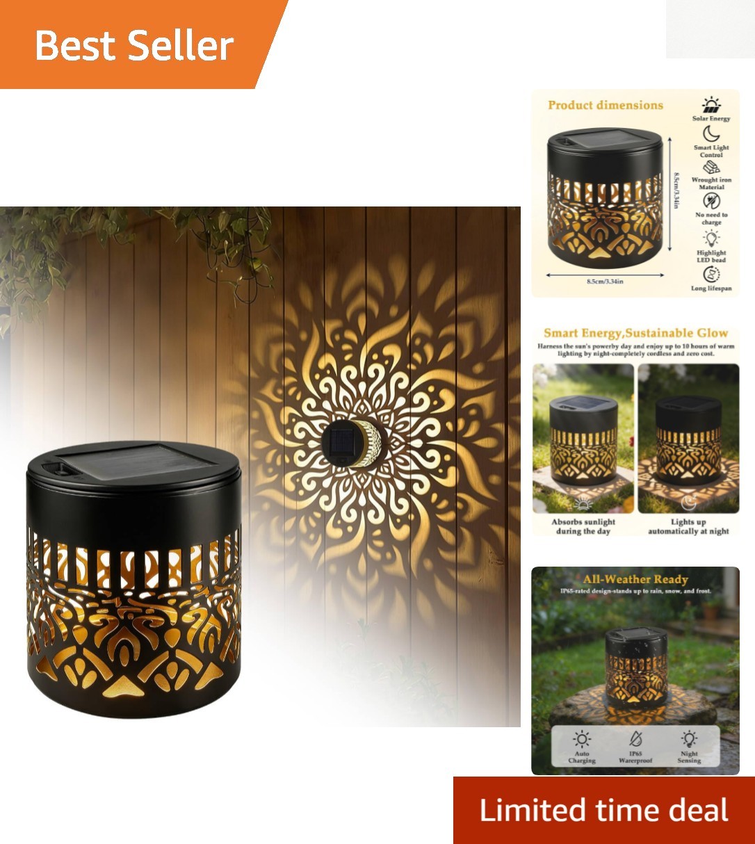 Decorative Mandala Lights Metal Outdoor Step Wall Lights, Waterproof Mandala ...