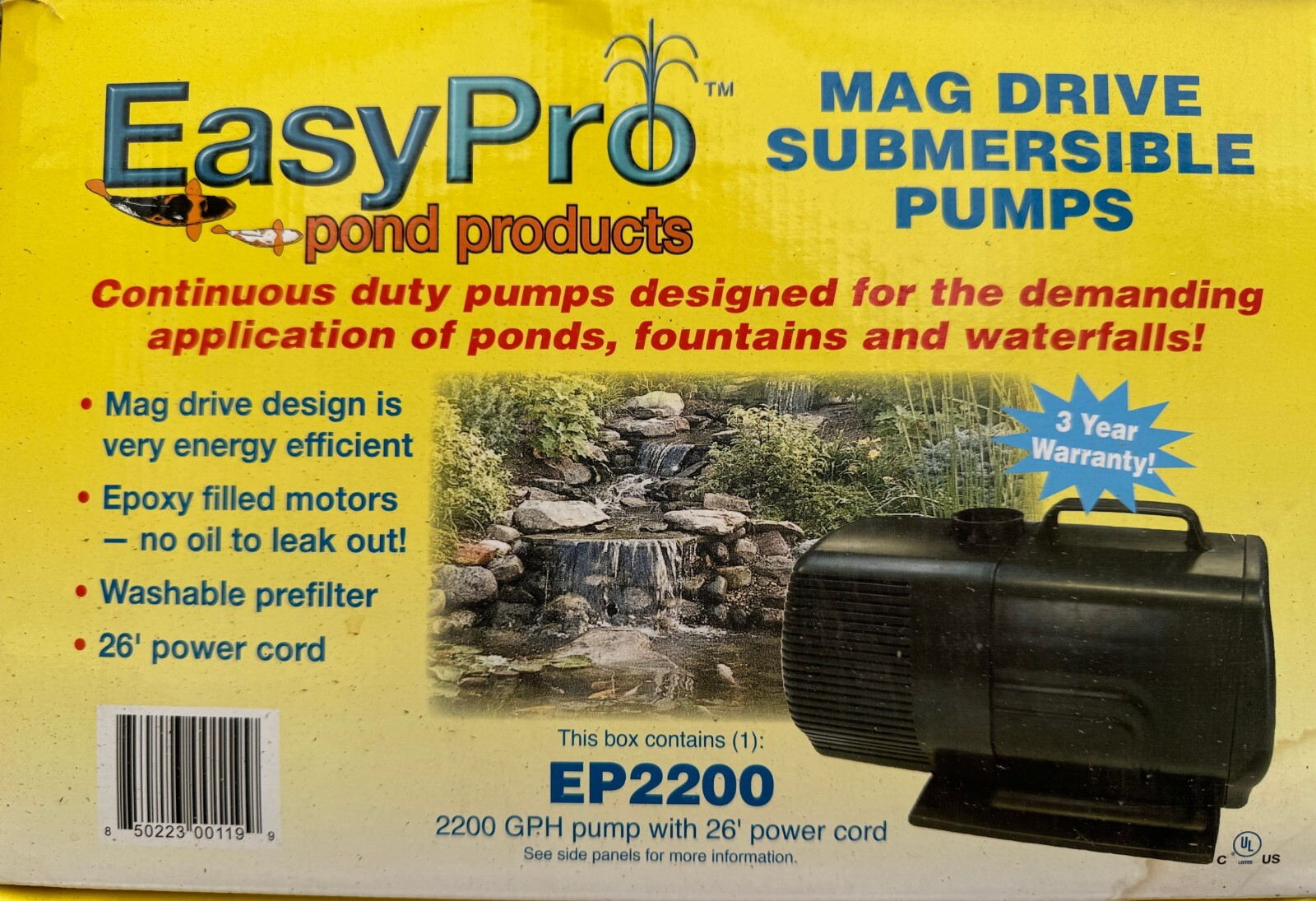 EasyPro EP2200 Submersible Magnetic Drive Pond Pump 2200 GPH