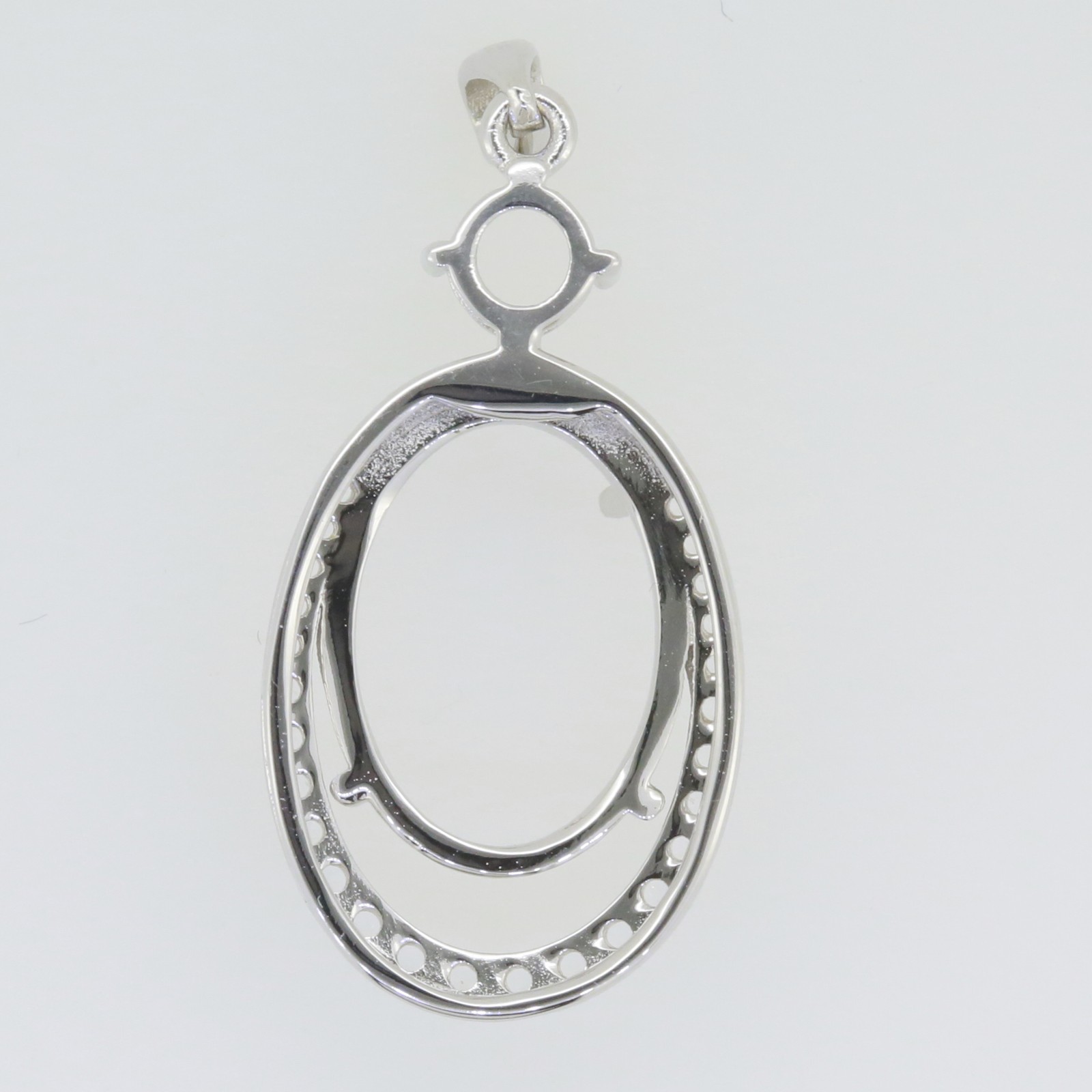 Sterling Silver Semi Mount Pendant Setting Round RD 10x10mm White Topaz