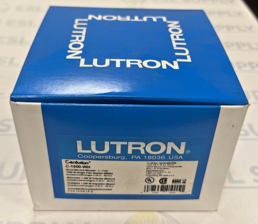 Lutron C-1500-WH Centurion 1500 Watt Max. Rotary Incandescent Dimmer - White