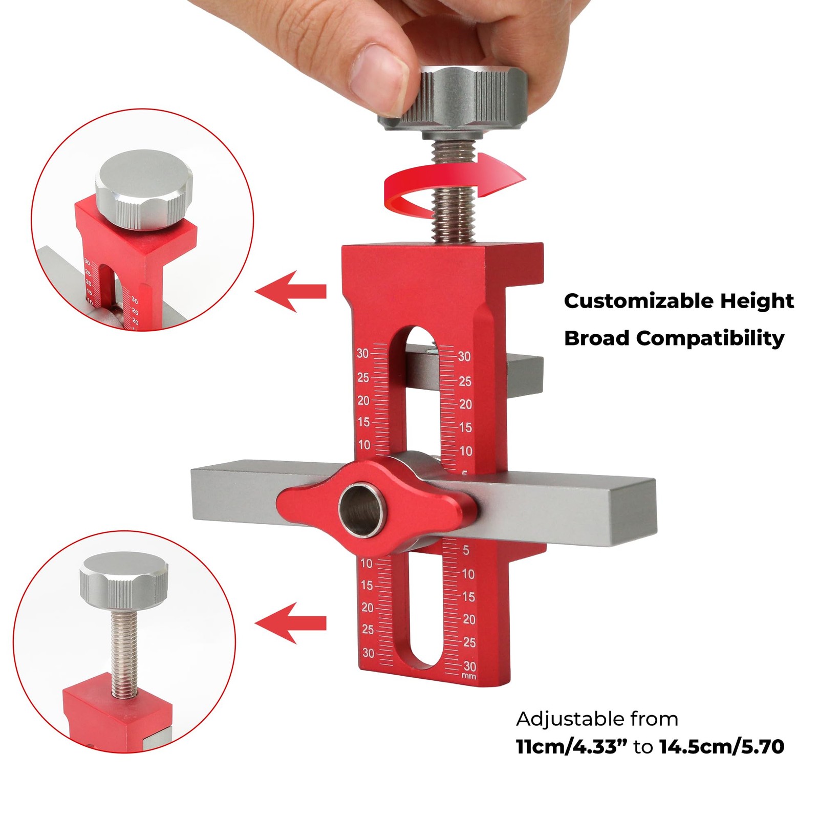2In1 Cabinet Door Handle Mounting Jig Hinge Installation Tool 3 Drill Bits