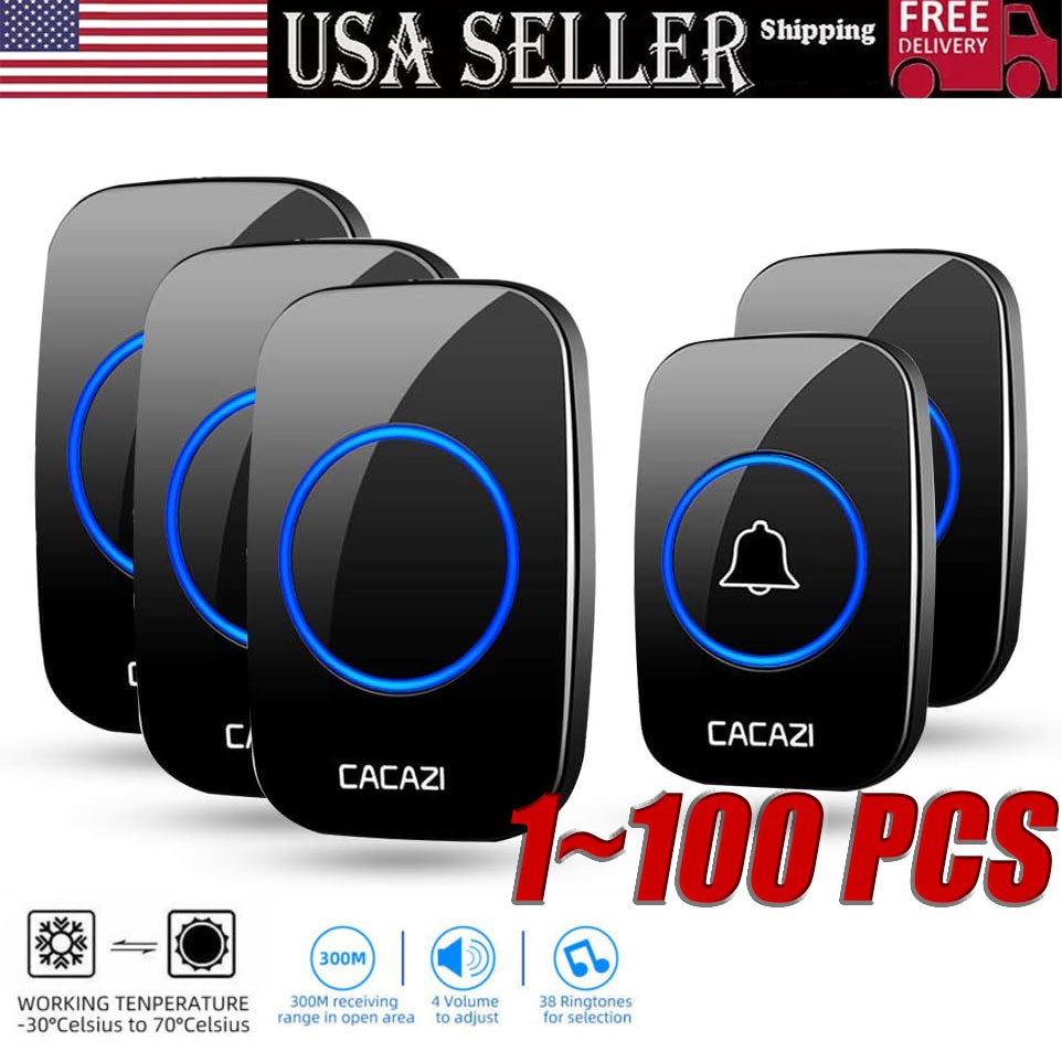 Wireless Doorbell Chime Waterproof  Receiver Adjustable Volume 1000FT Kit USA