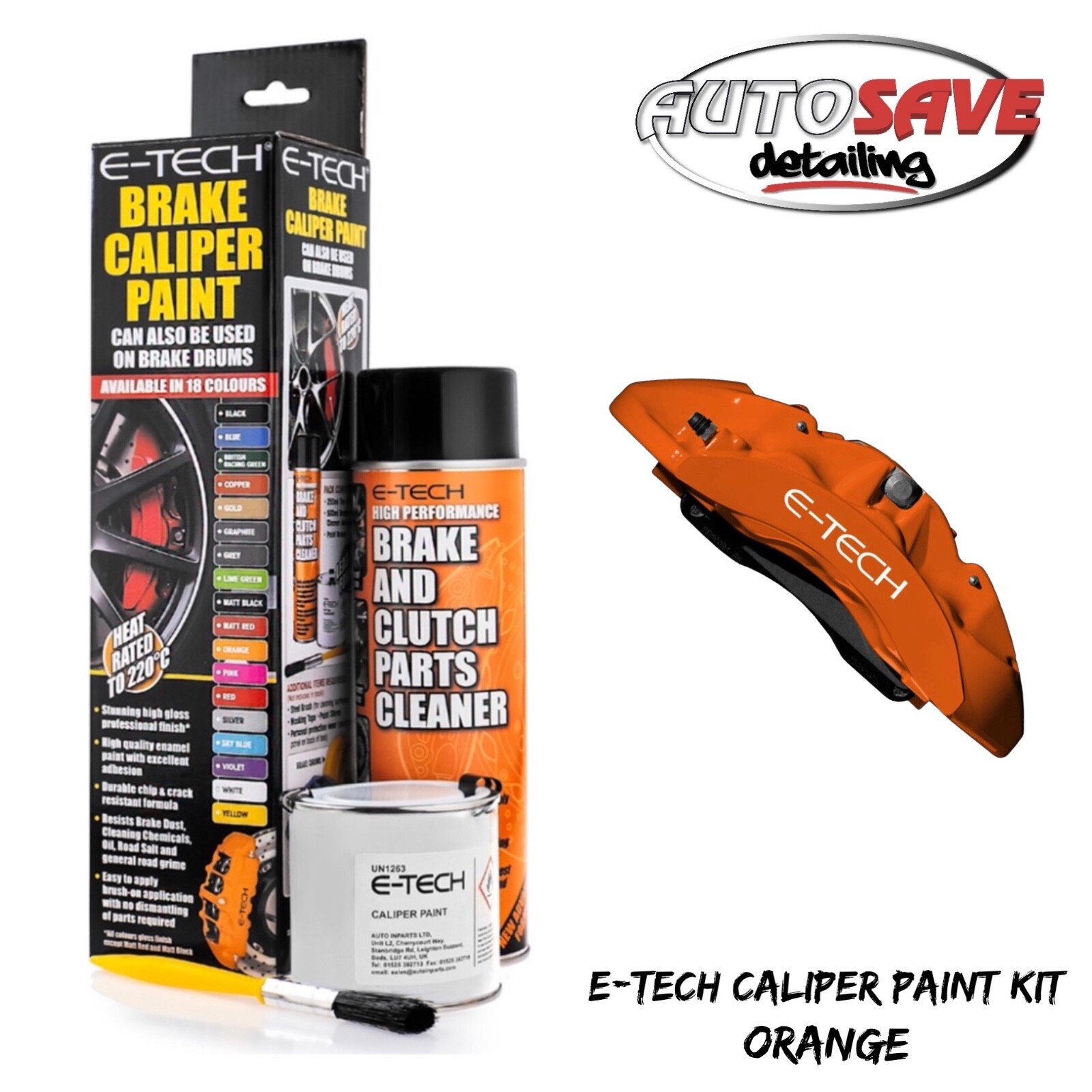 E-Tech - Brake Caliper Paint Kit Also For Drums ORANGE
