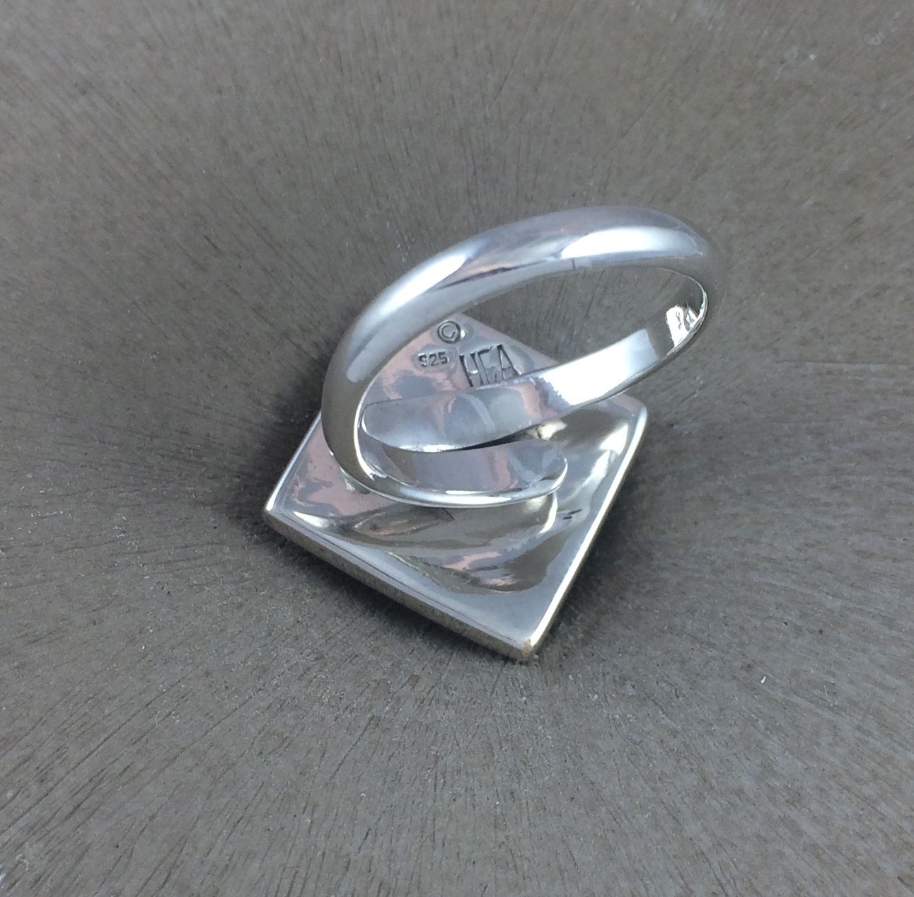 Sterling Silver Ring Blank 15mm Diamond Bezel Cab Setting Adjustable 925 Finding