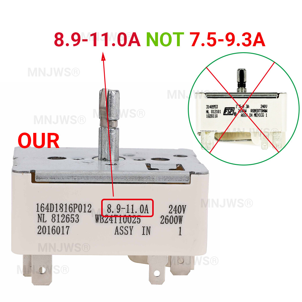 WB24T10025 Surface Burner Control Switch Replace for GE Electric Ranges 8 Inch