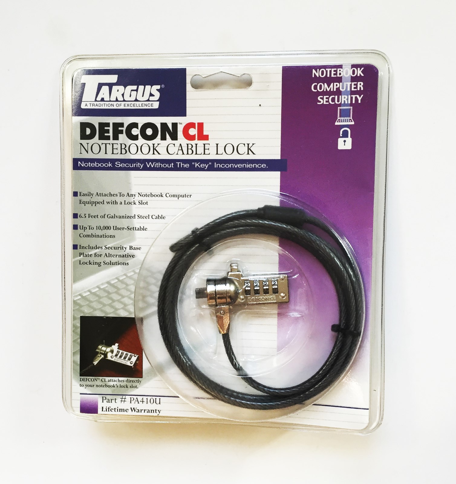Targus Defcon CL Notebook Laptop Cable Lock PA410U - Made in Tawain - NEW