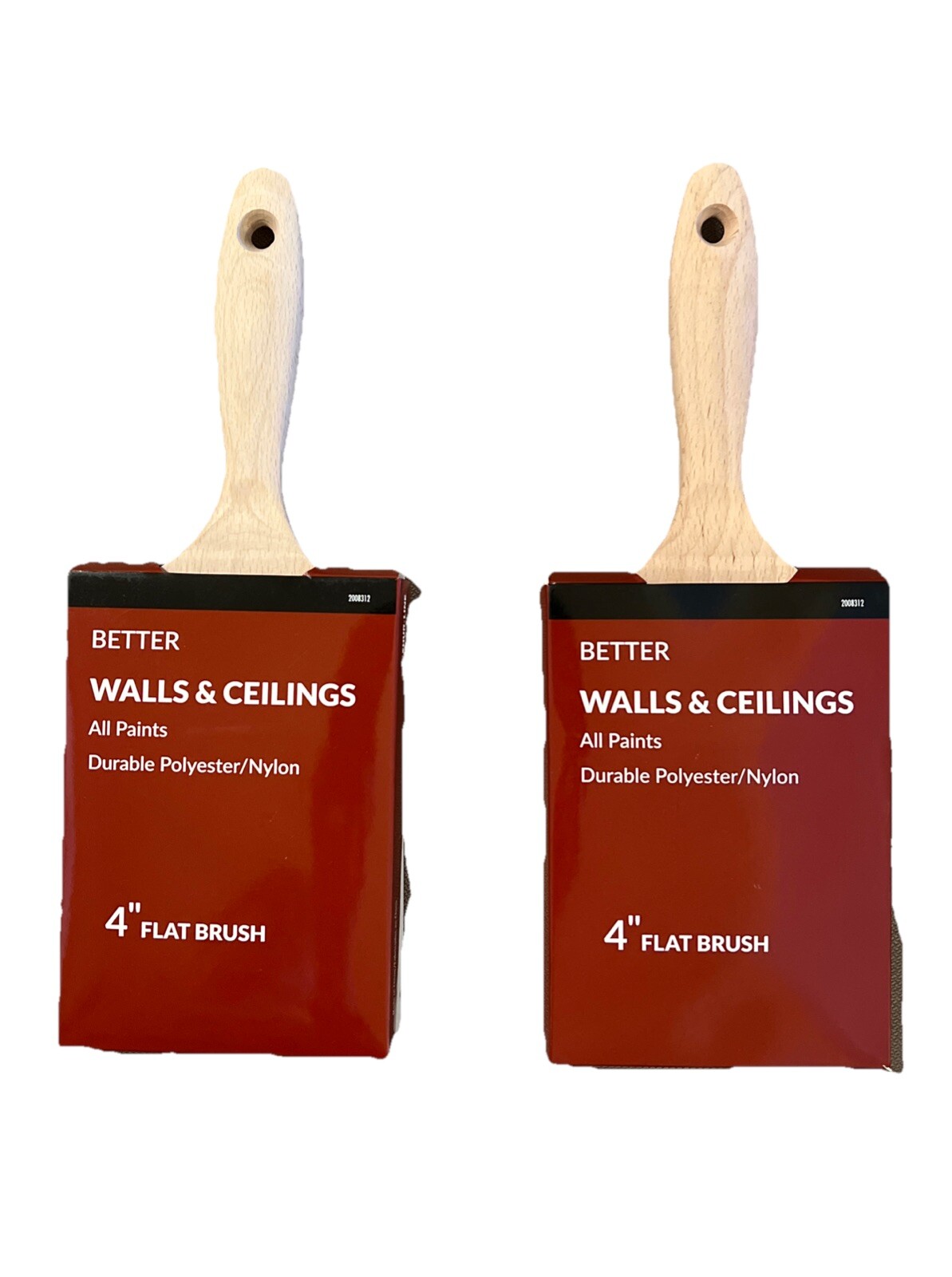 Lot of (2) BETTER Flat Cut 4 inch Paint Brushes for Walls & Ceiling - All Paints