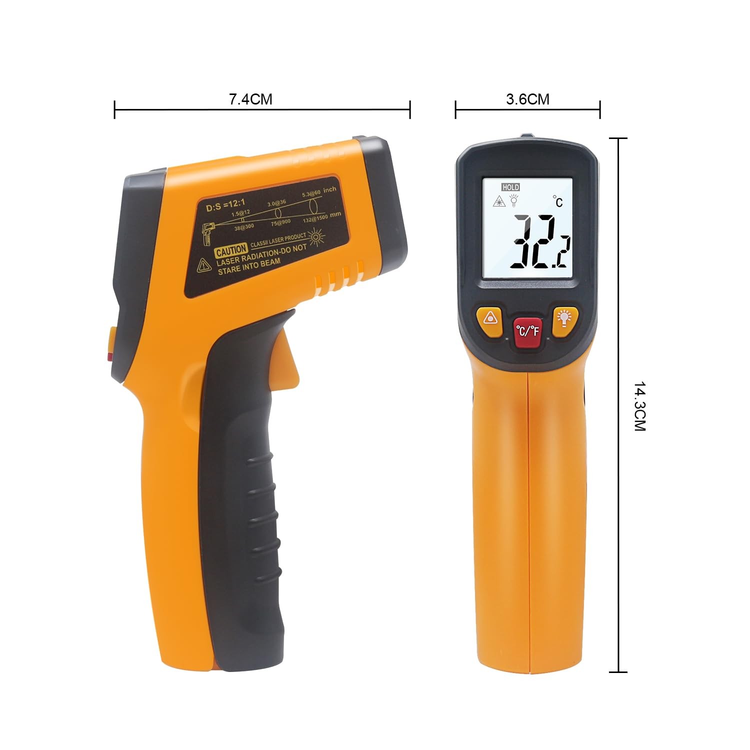 Digital Thermometer Temperature -58°F to 1112 °F(-50°C to 600°C) Handheld Non...