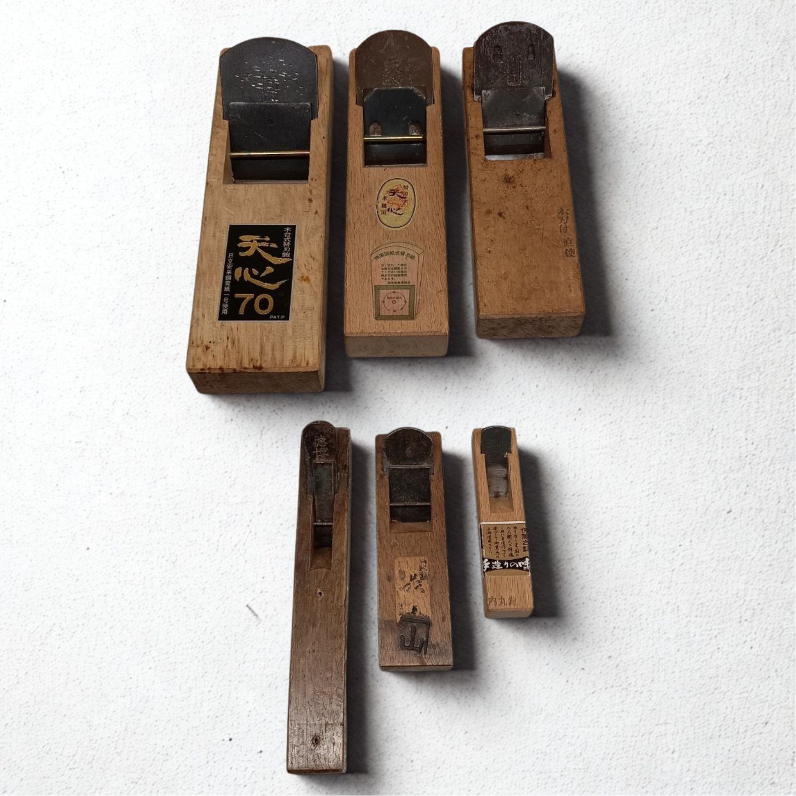 Japanese Woodworking Planes Kanna Set of 6 Carpentry Tools Vintage Japan