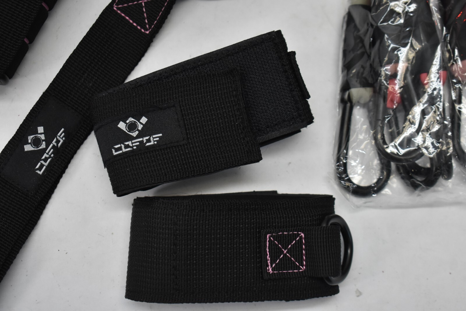 Kofof Resistance Bands Set w Black/Pink Handles w Anchors Physical Therapy
